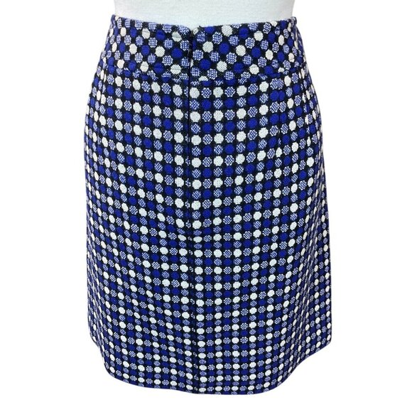 Talbots Wool Blend Blue Polka Dot Tweed A-Line Lined Skirt Back Zip Sz 8 - Picture 3 of 6